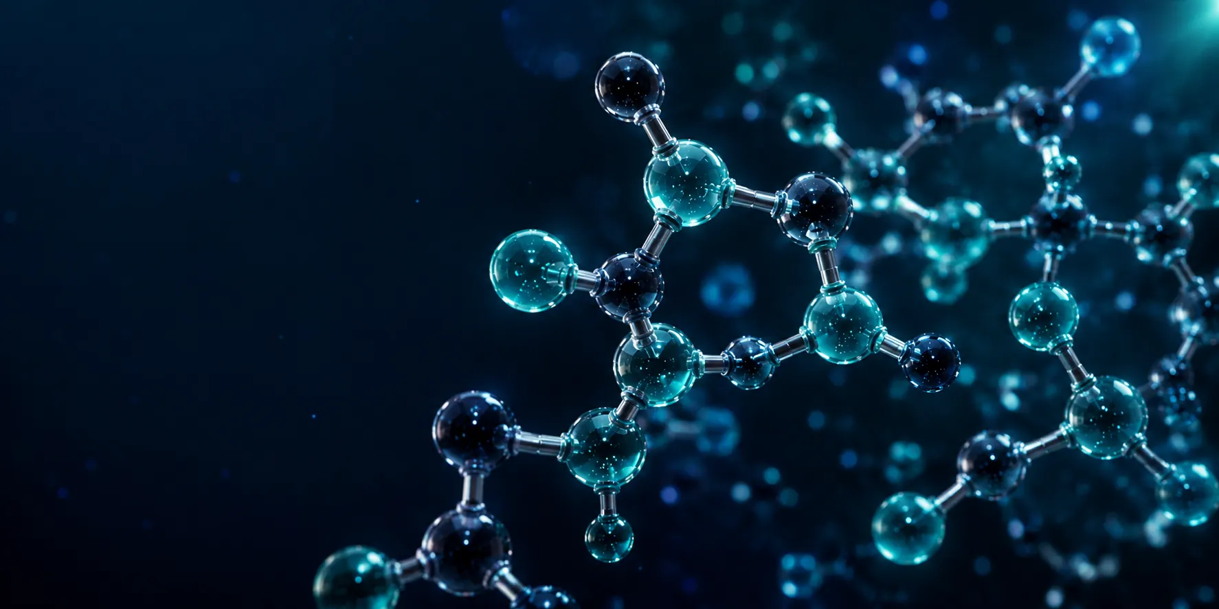 Glass-rendered peptide molecule structure